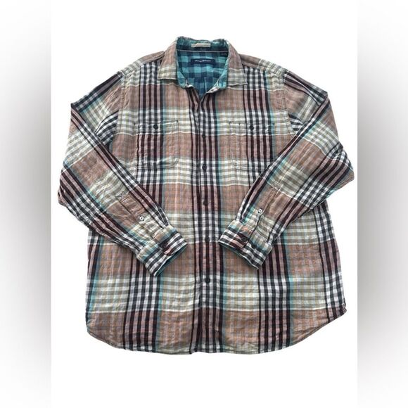 TOMMY BAHAMA Winter Plaid Flannel Long sleeve Button Down shirt- Size XL - Picture 13 of 15
